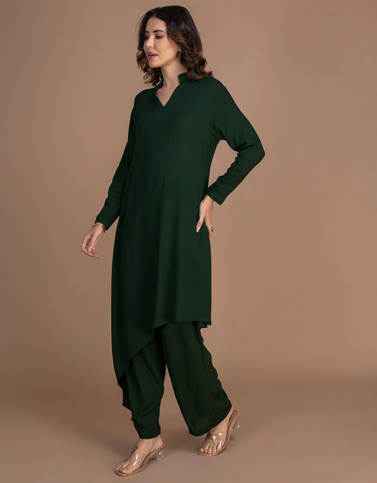 Moomaya Women's Indo-Western Long Kurta With Palazzo Pants Set