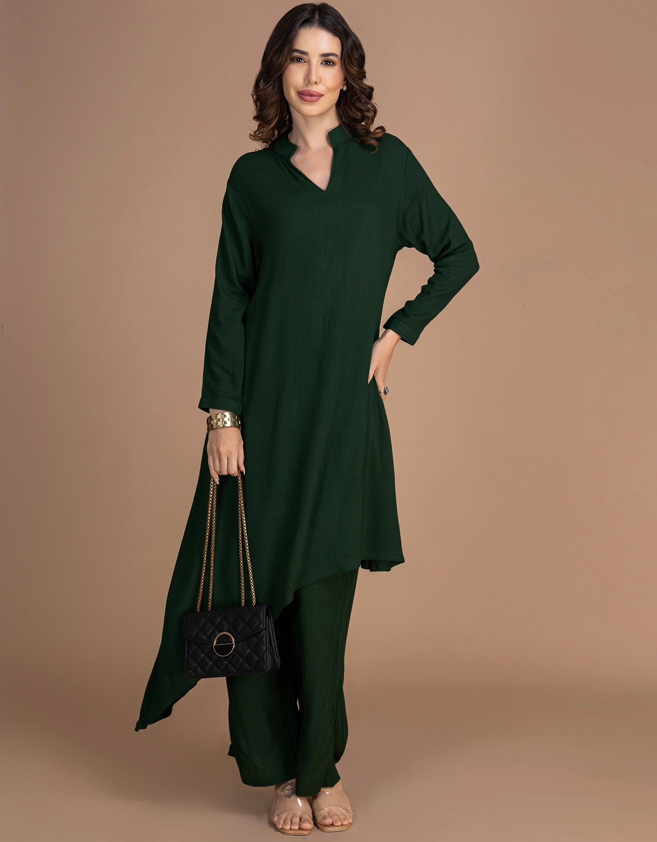 Moomaya Women's Indo-Western Long Kurta With Palazzo Pants Set