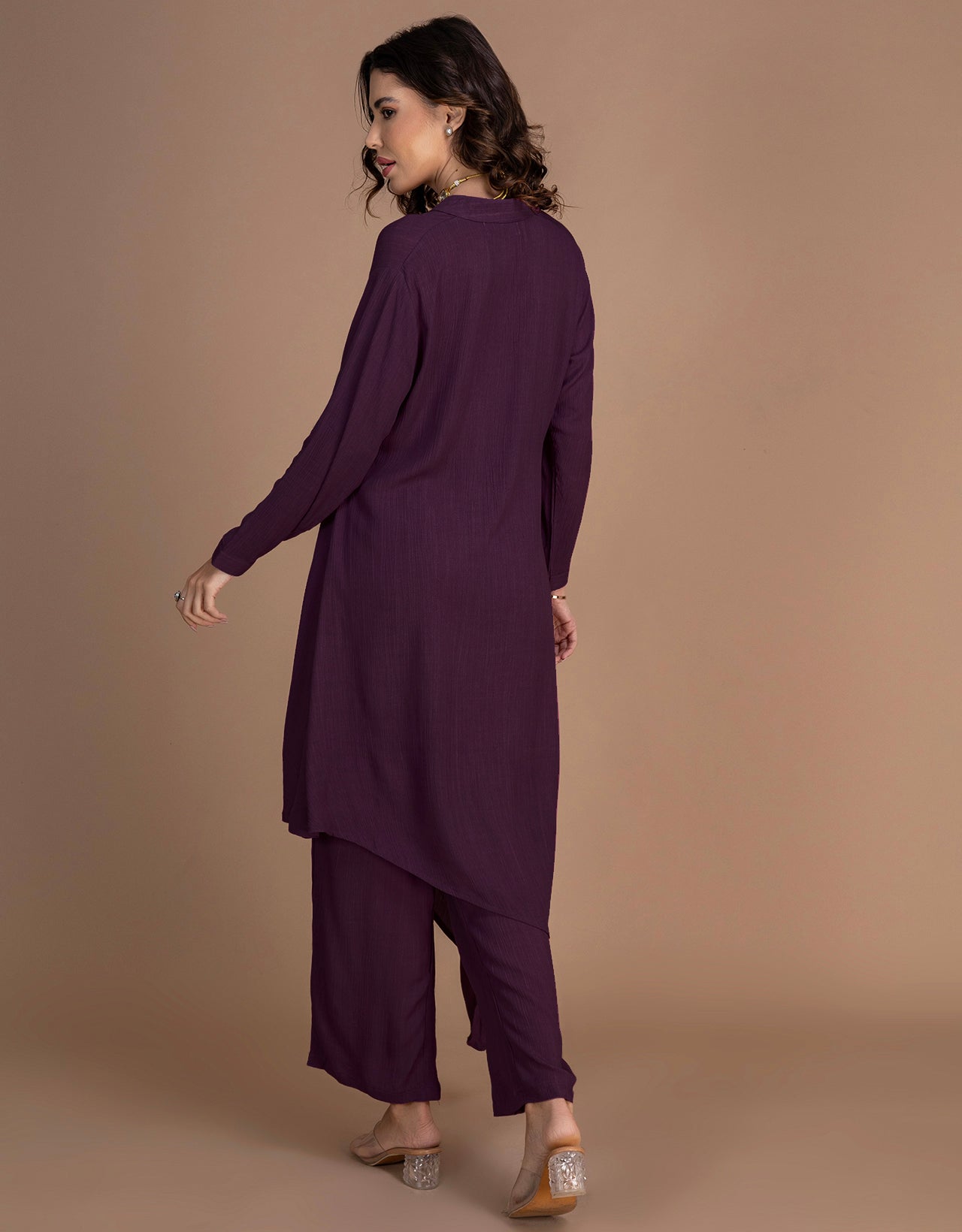 Moomaya Women's Indo-Western Long Kurta With Palazzo Pants Set