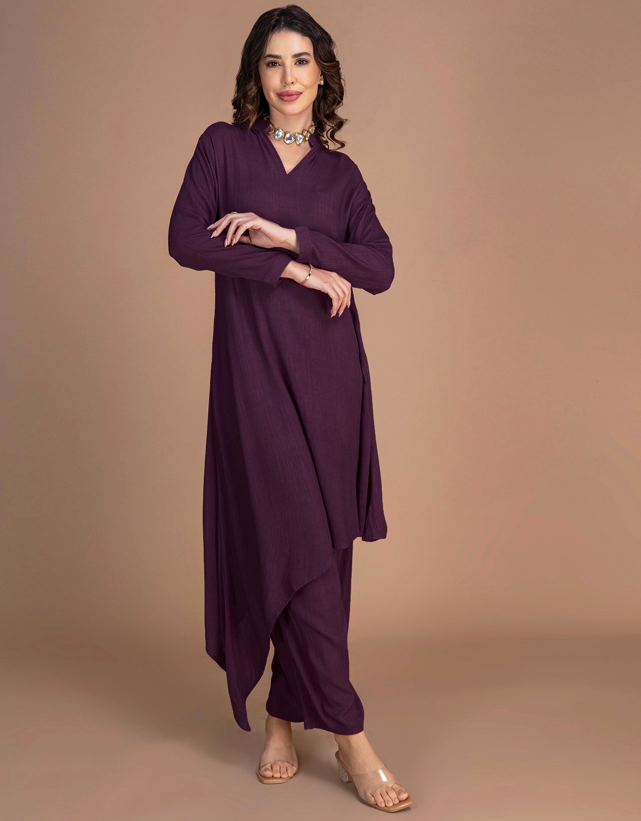 Moomaya Women's Indo-Western Long Kurta With Palazzo Pants Set