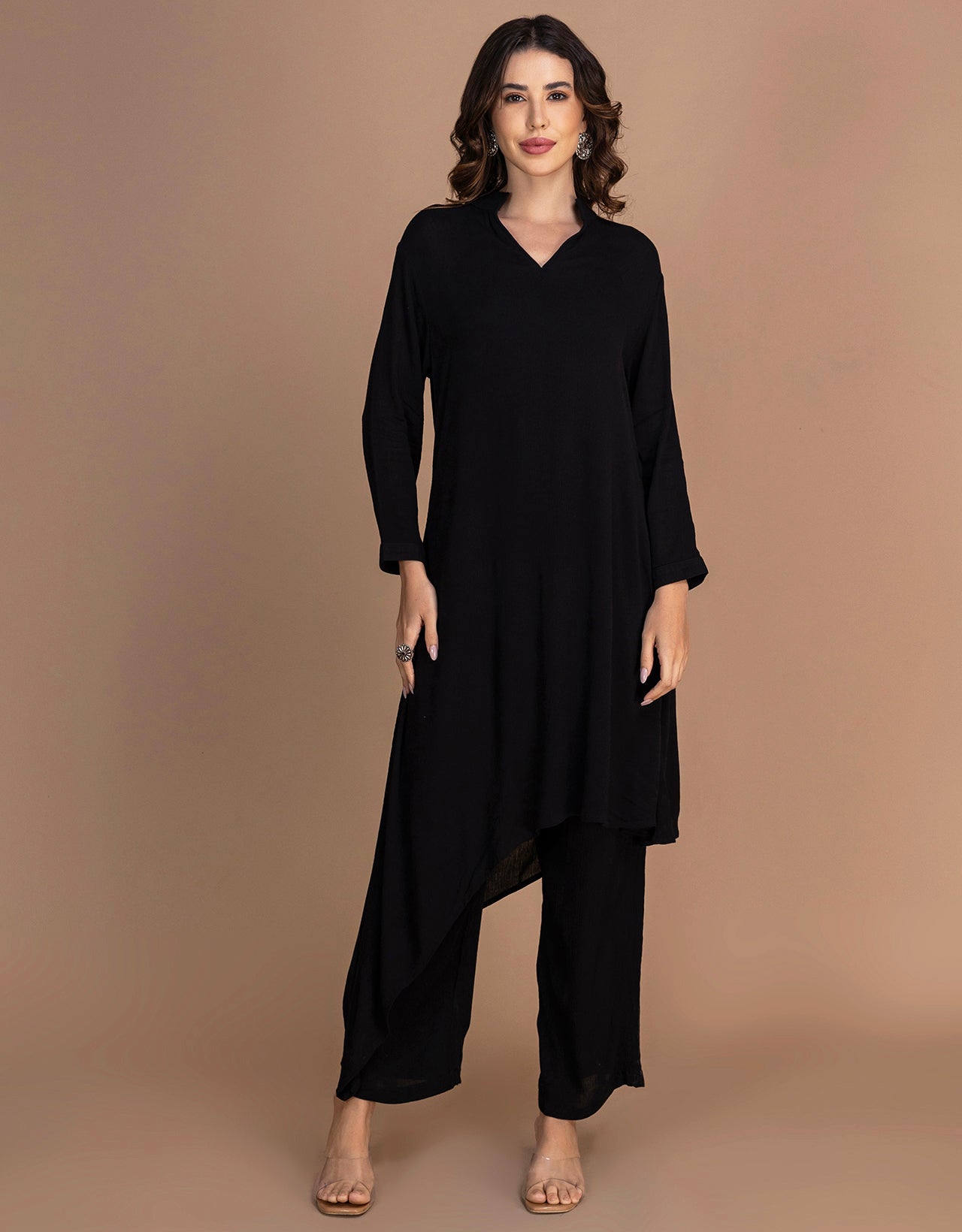 Moomaya Women's Indo-Western Long Kurta With Palazzo Pants Set