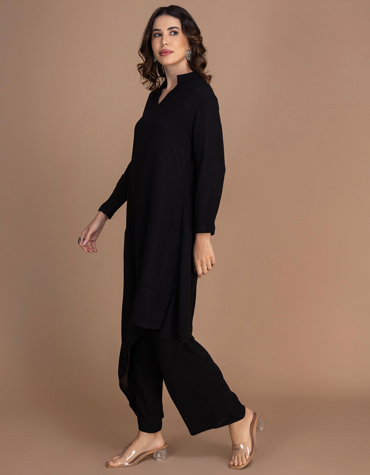 Moomaya Women's Indo-Western Long Kurta With Palazzo Pants Set