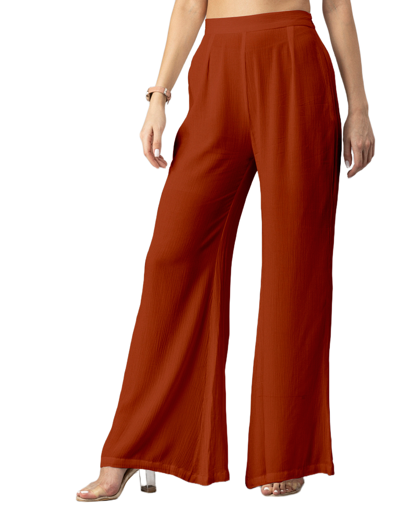 Solid Palazzo Pants, High Waist
