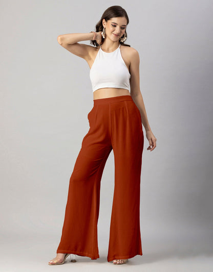 Solid Palazzo Pants, High Waist