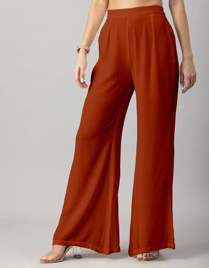 Solid Palazzo Pants, High Waist