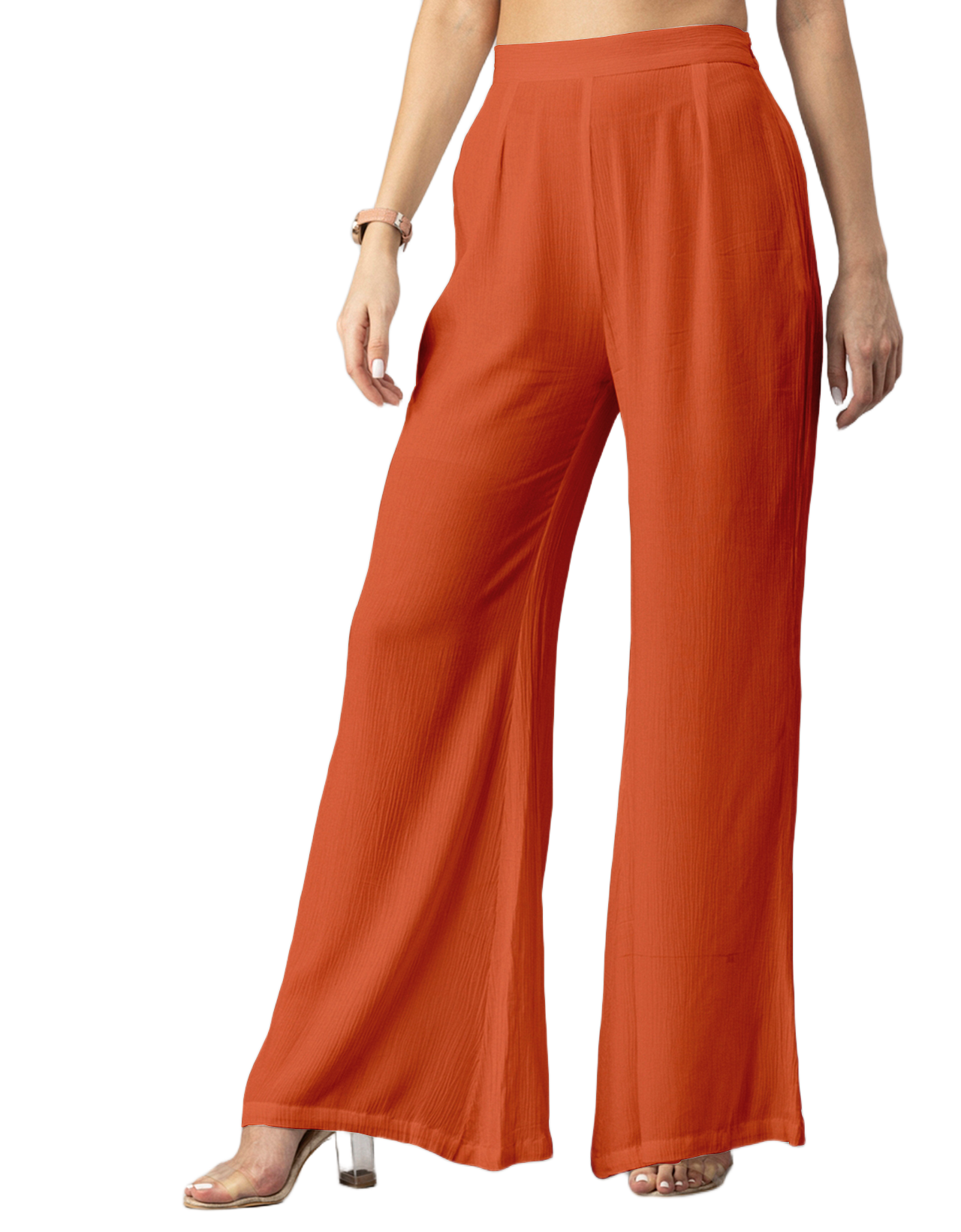 Solid Palazzo Pants, High Waist
