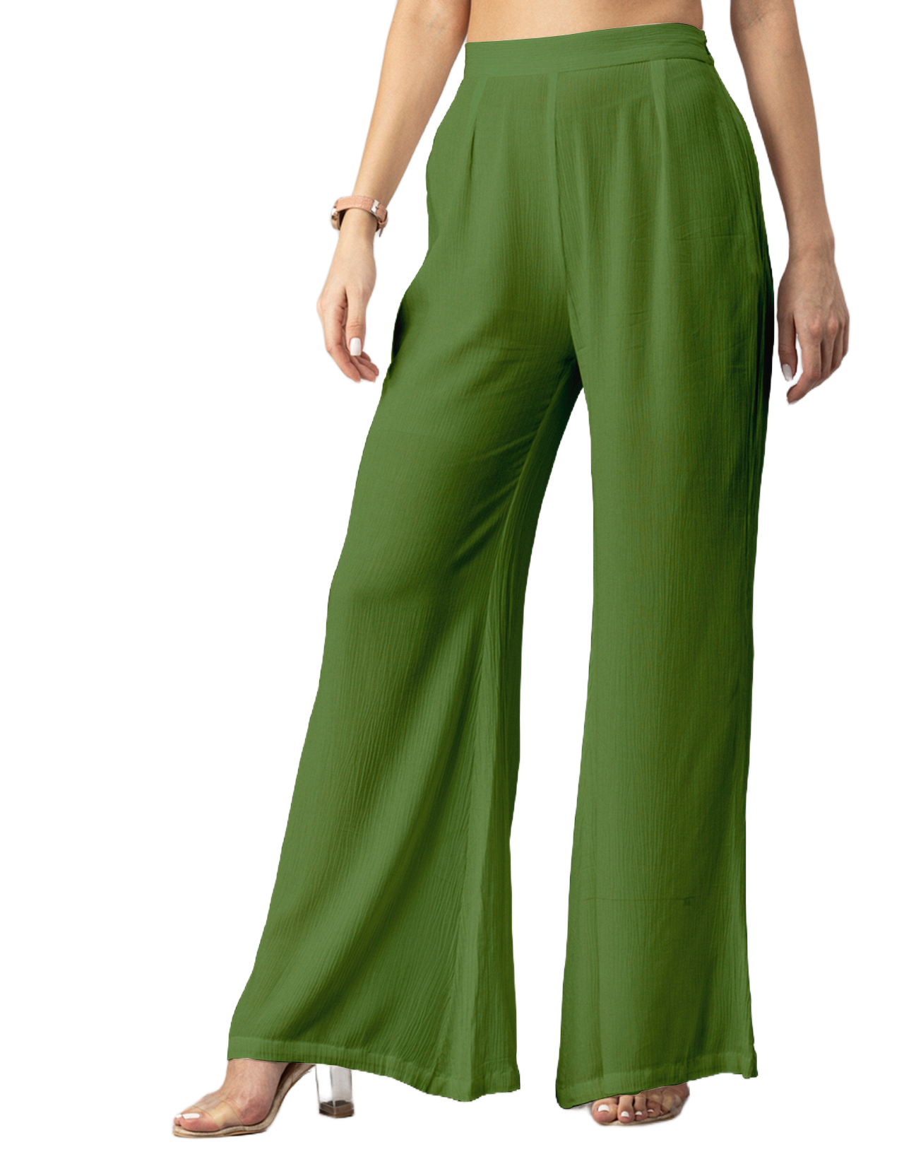 Solid Palazzo Pants, High Waist