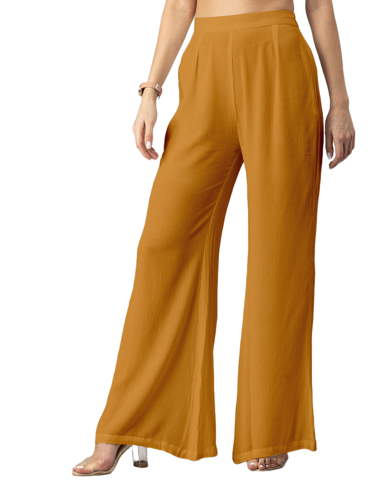 Solid Palazzo Pants, High Waist