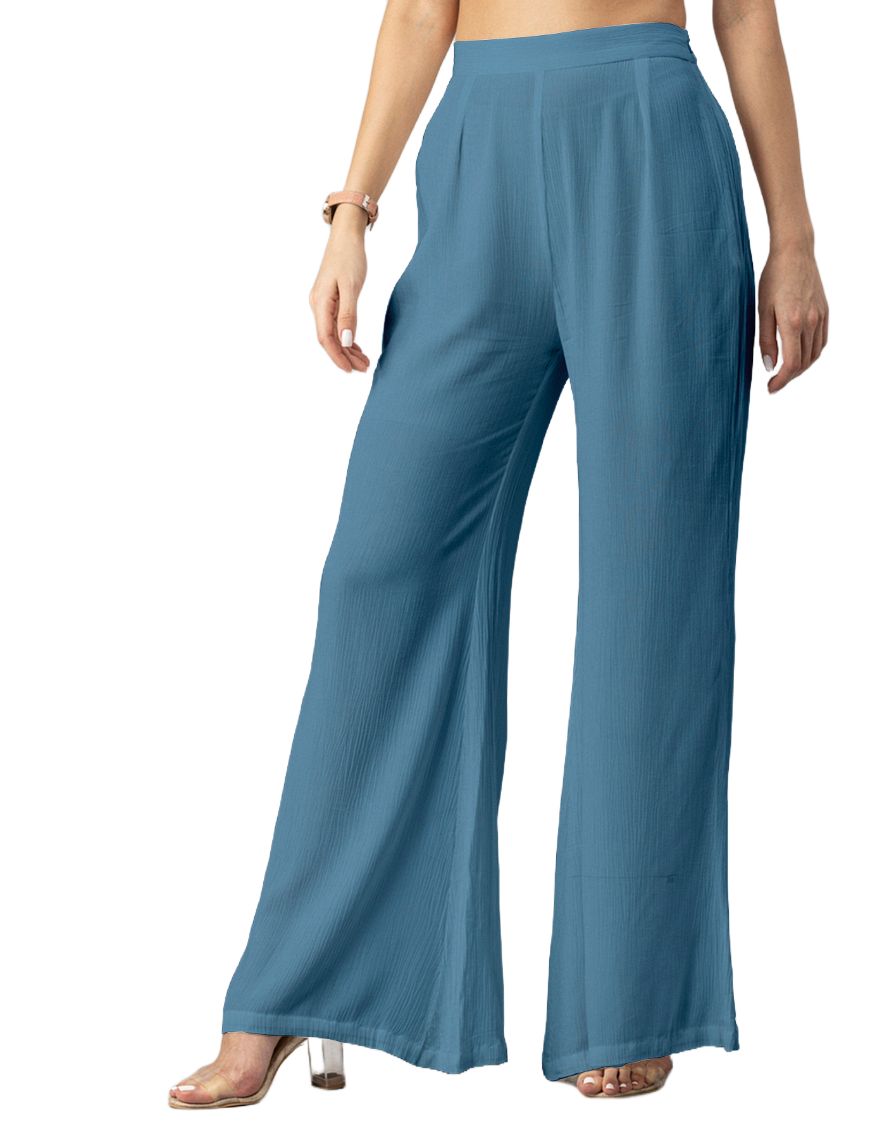 Solid Palazzo Pants, High Waist