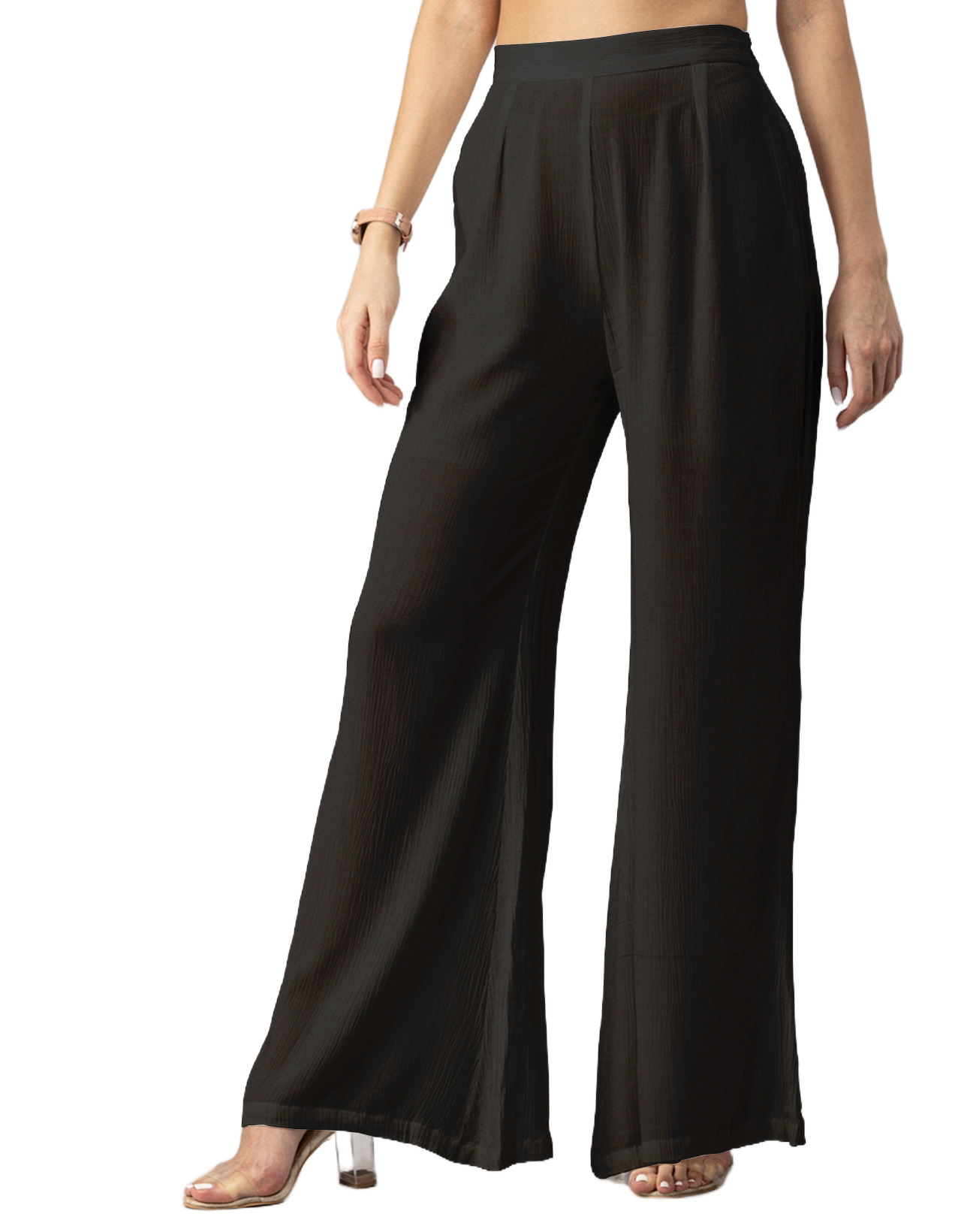 Solid Palazzo Pants, High Waist