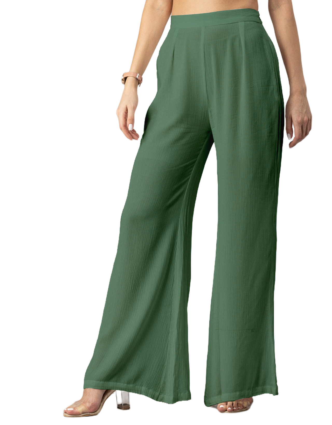 Solid Palazzo Pants, High Waist