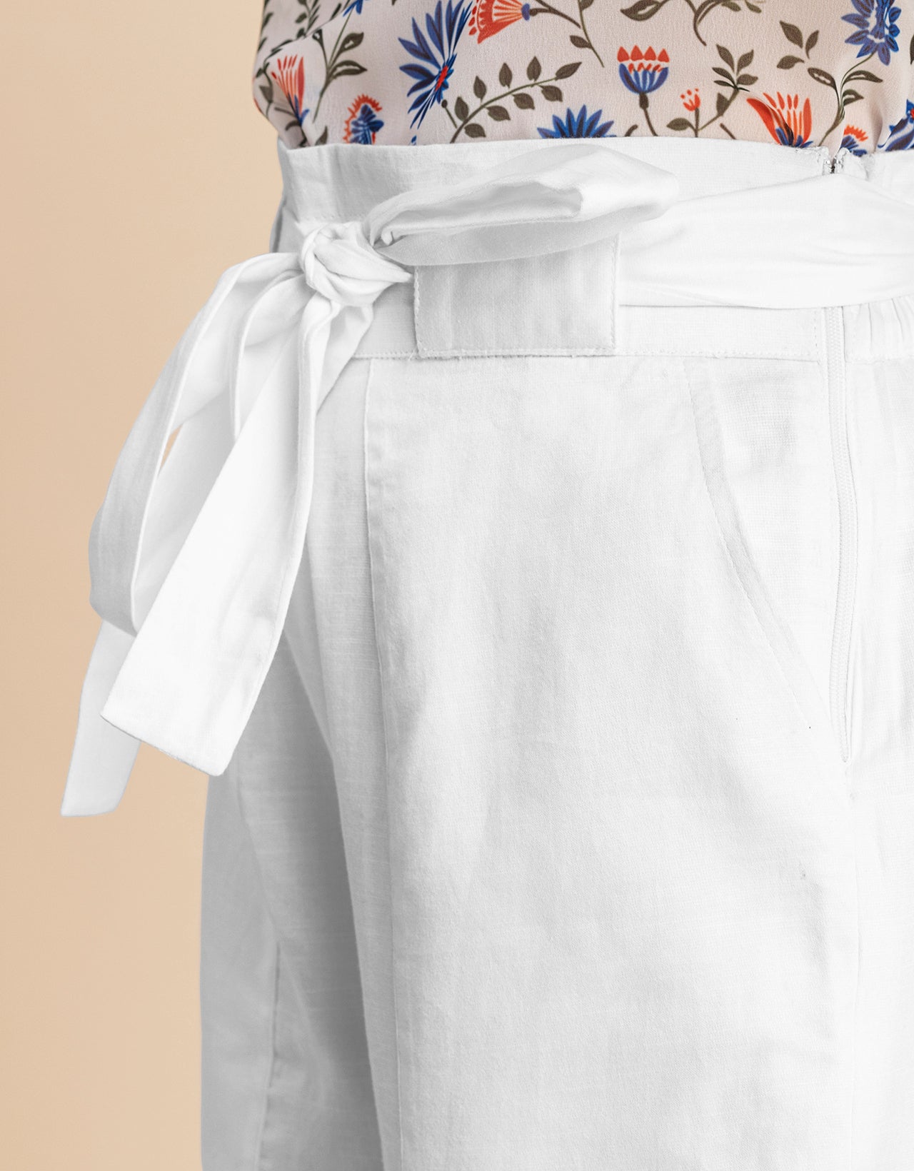 Solid Cotton Trousers, Elastic Waist