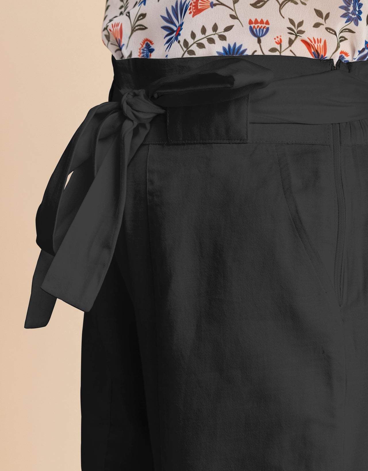 Solid Cotton Trousers, Elastic Waist