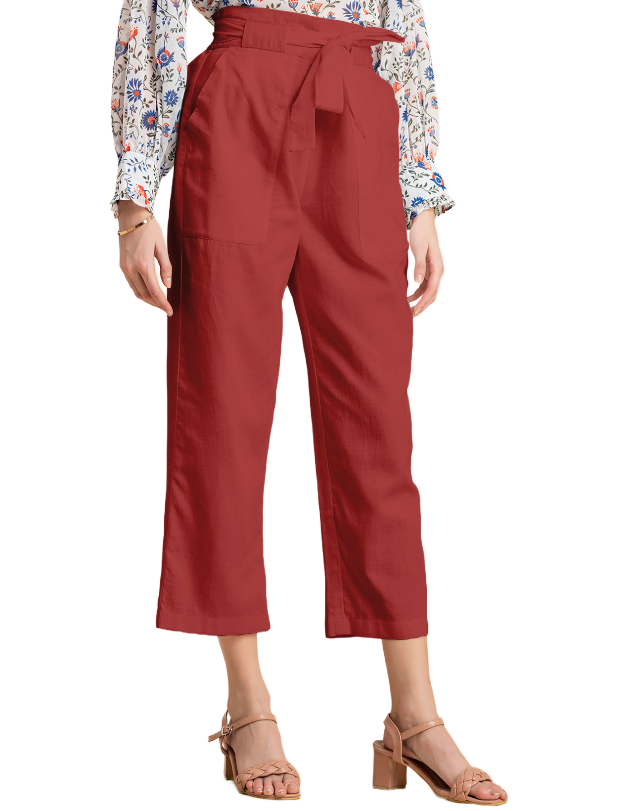 Solid Cotton Trousers, Elastic Waist