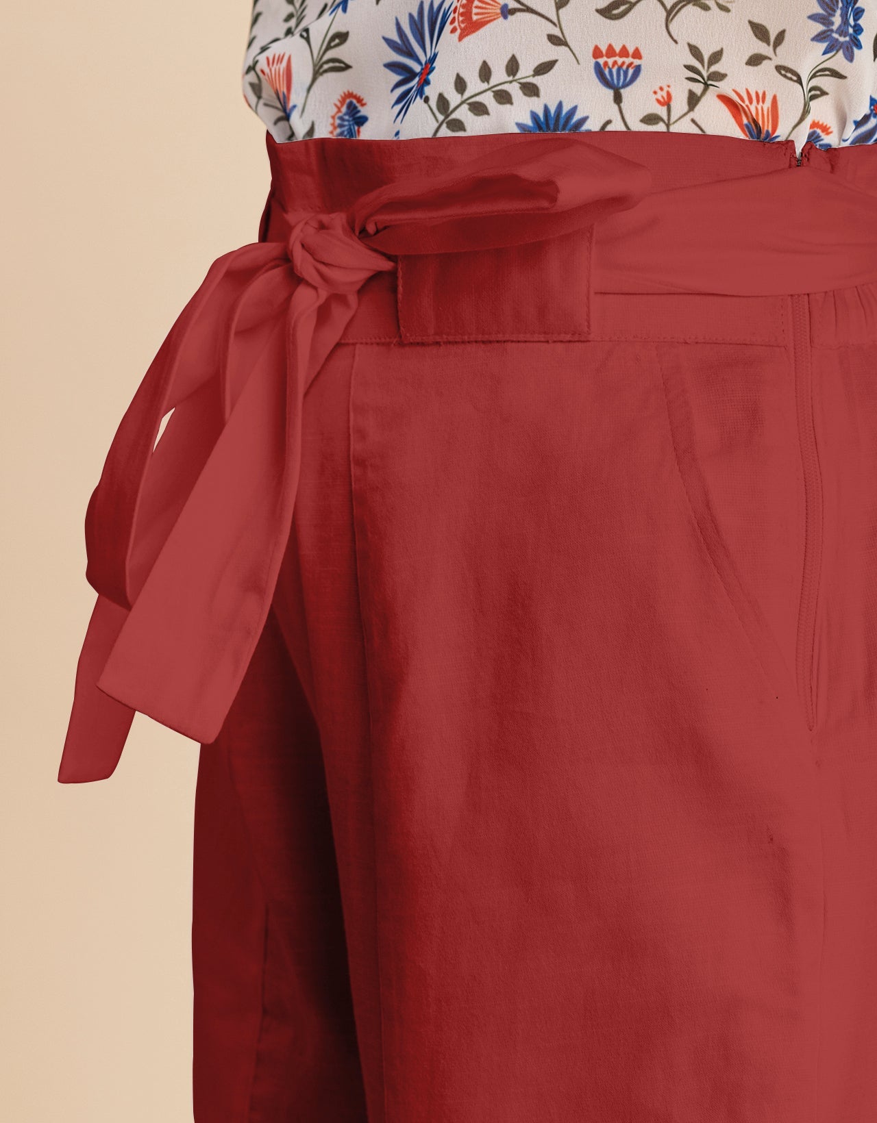 Solid Cotton Trousers, Elastic Waist
