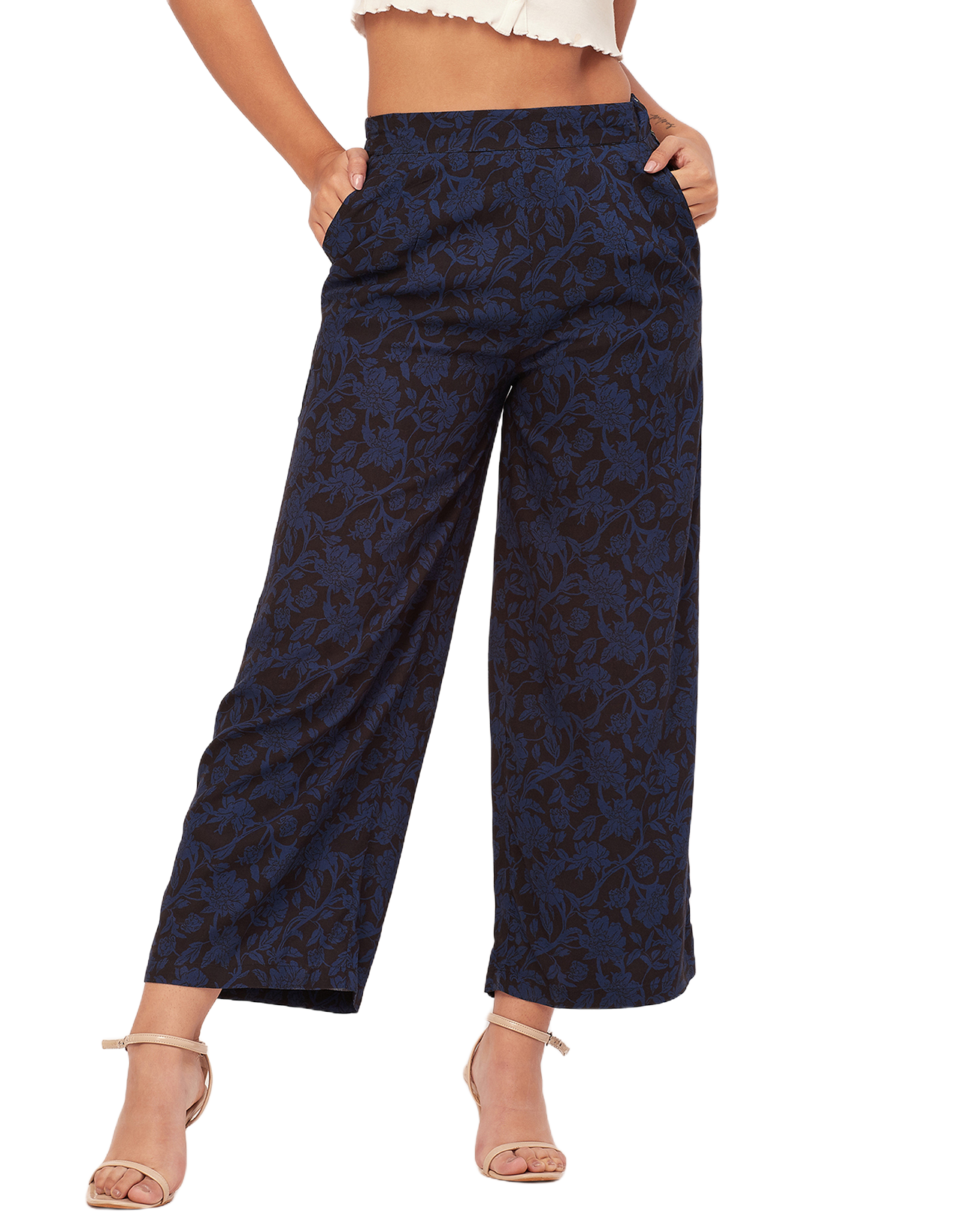 Printed Palazzo Pants, Elastic Waist