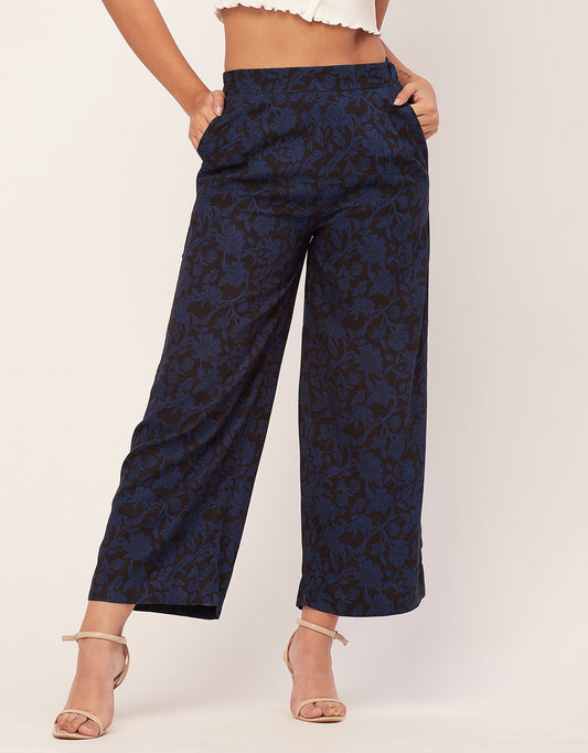 Printed Palazzo Pants, Elastic Waist