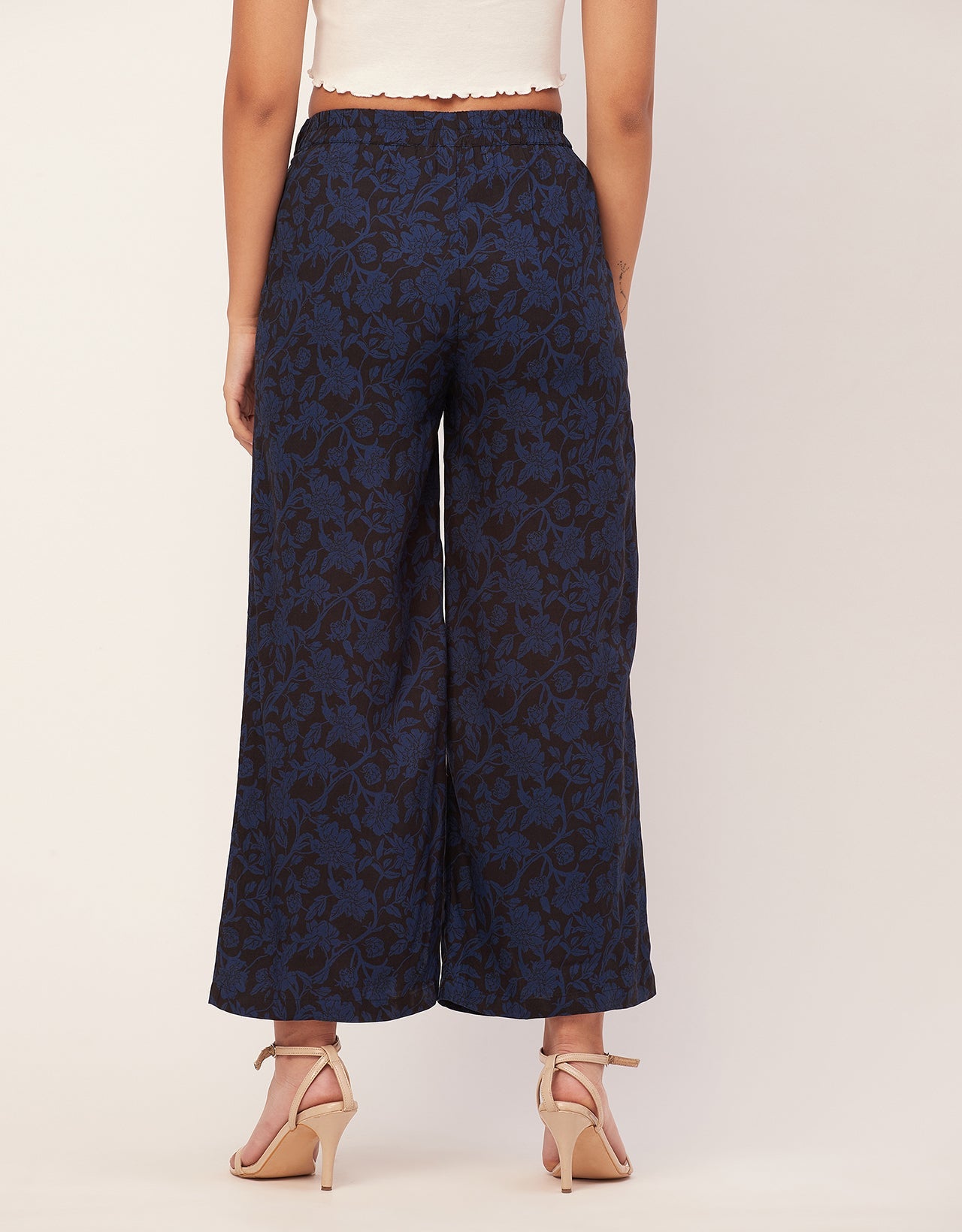 Printed Palazzo Pants, Elastic Waist