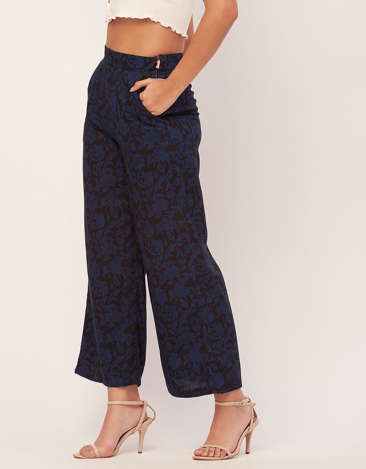Printed Palazzo Pants, Elastic Waist