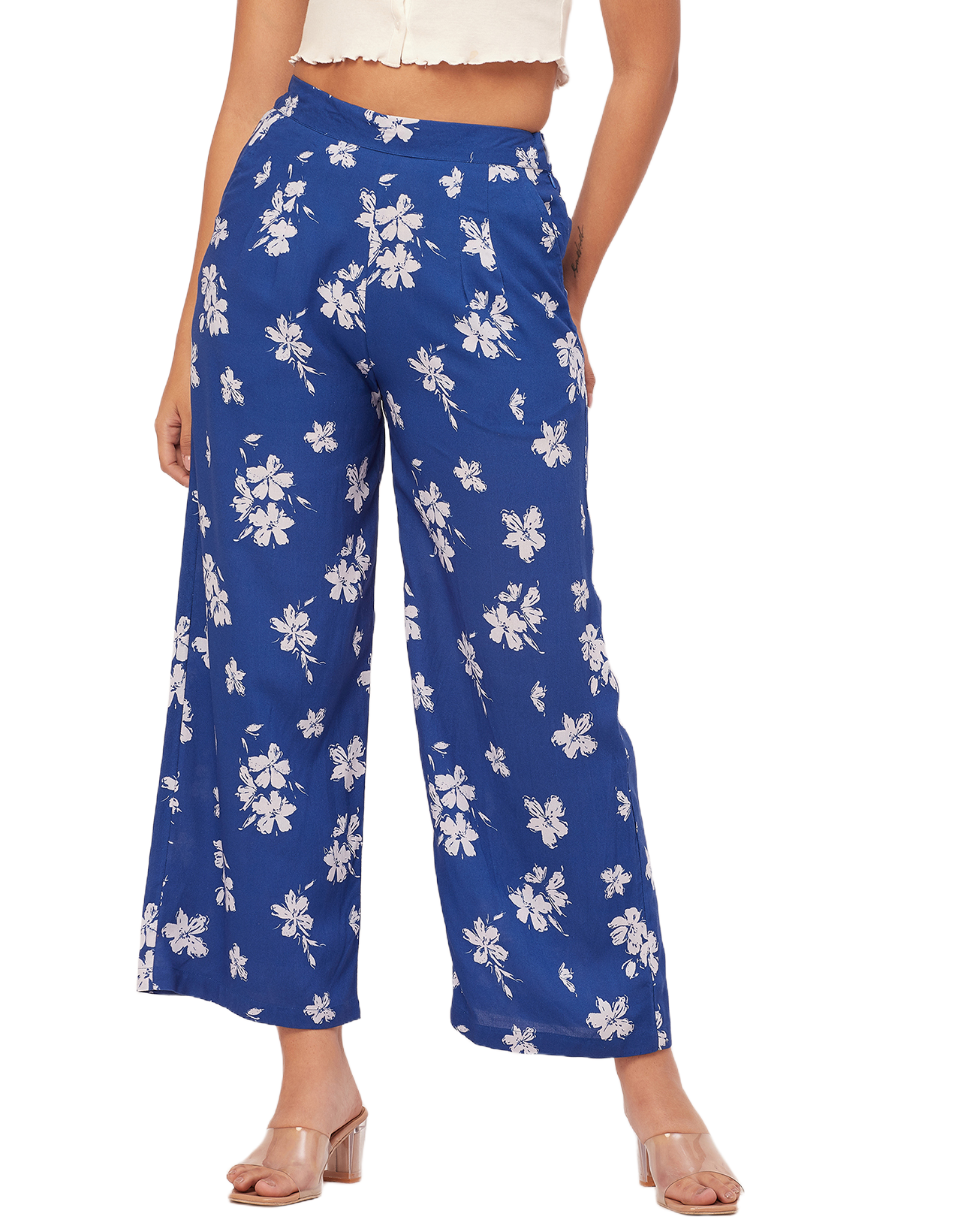 Printed Palazzo Pants, Elastic Waist
