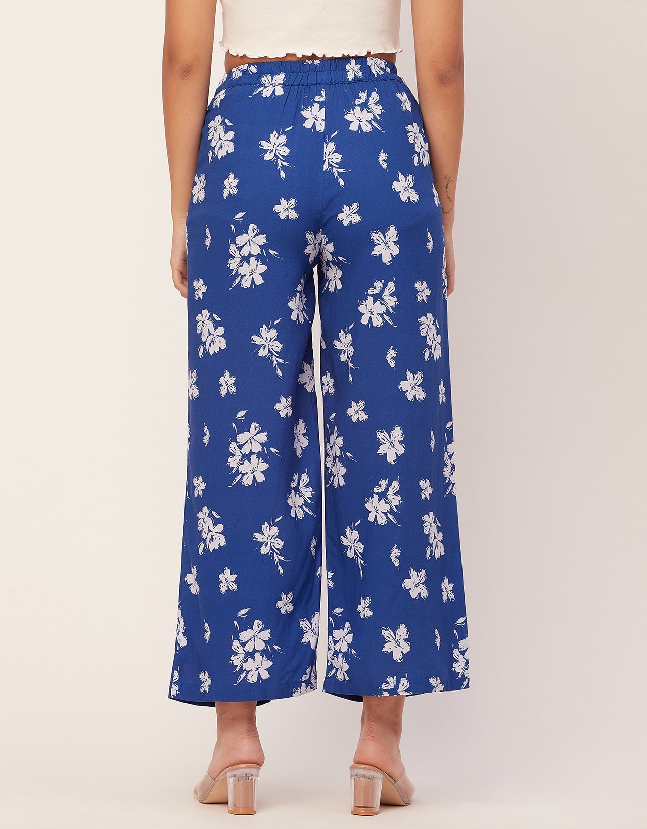 Printed Palazzo Pants, Elastic Waist