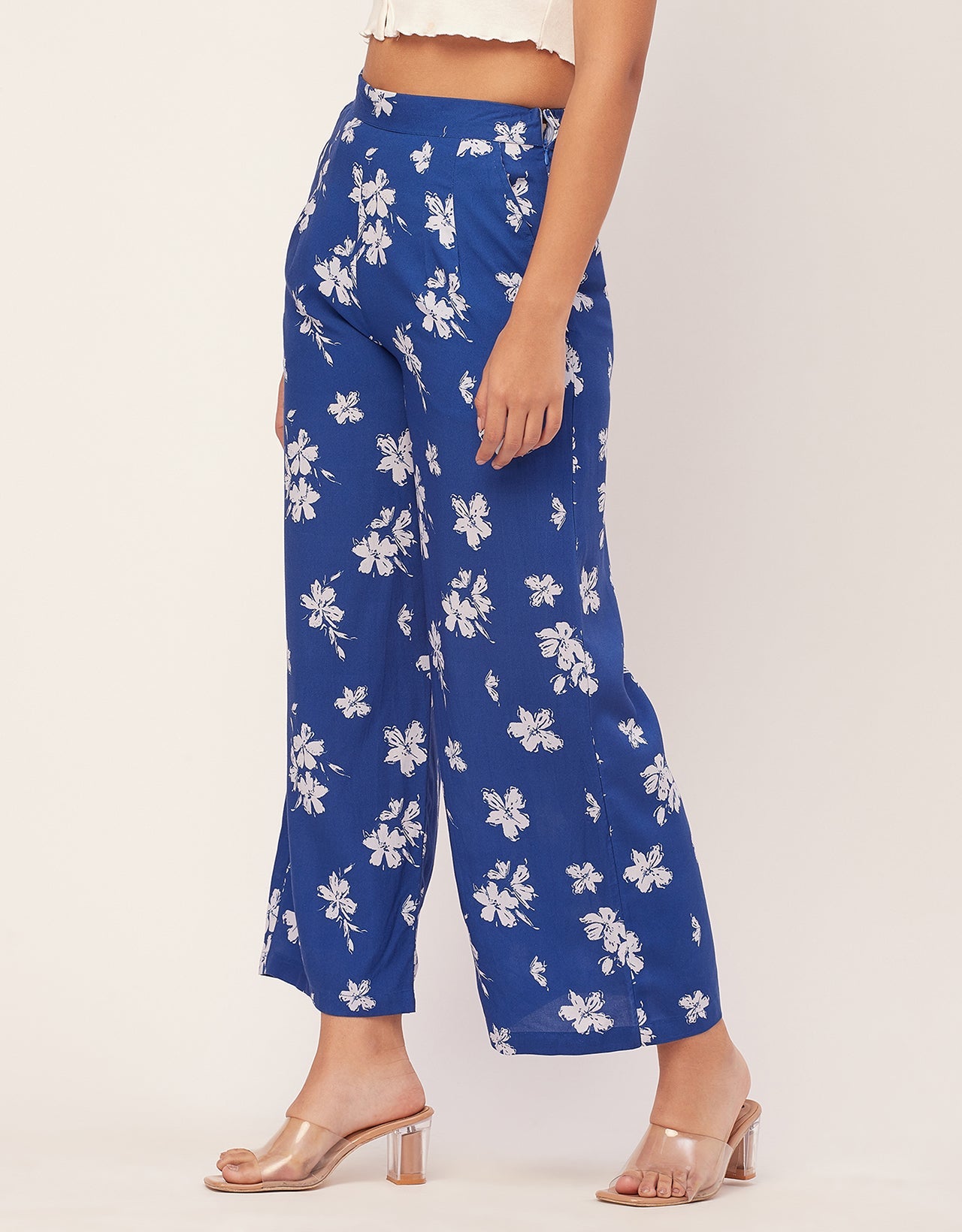 Printed Palazzo Pants, Elastic Waist