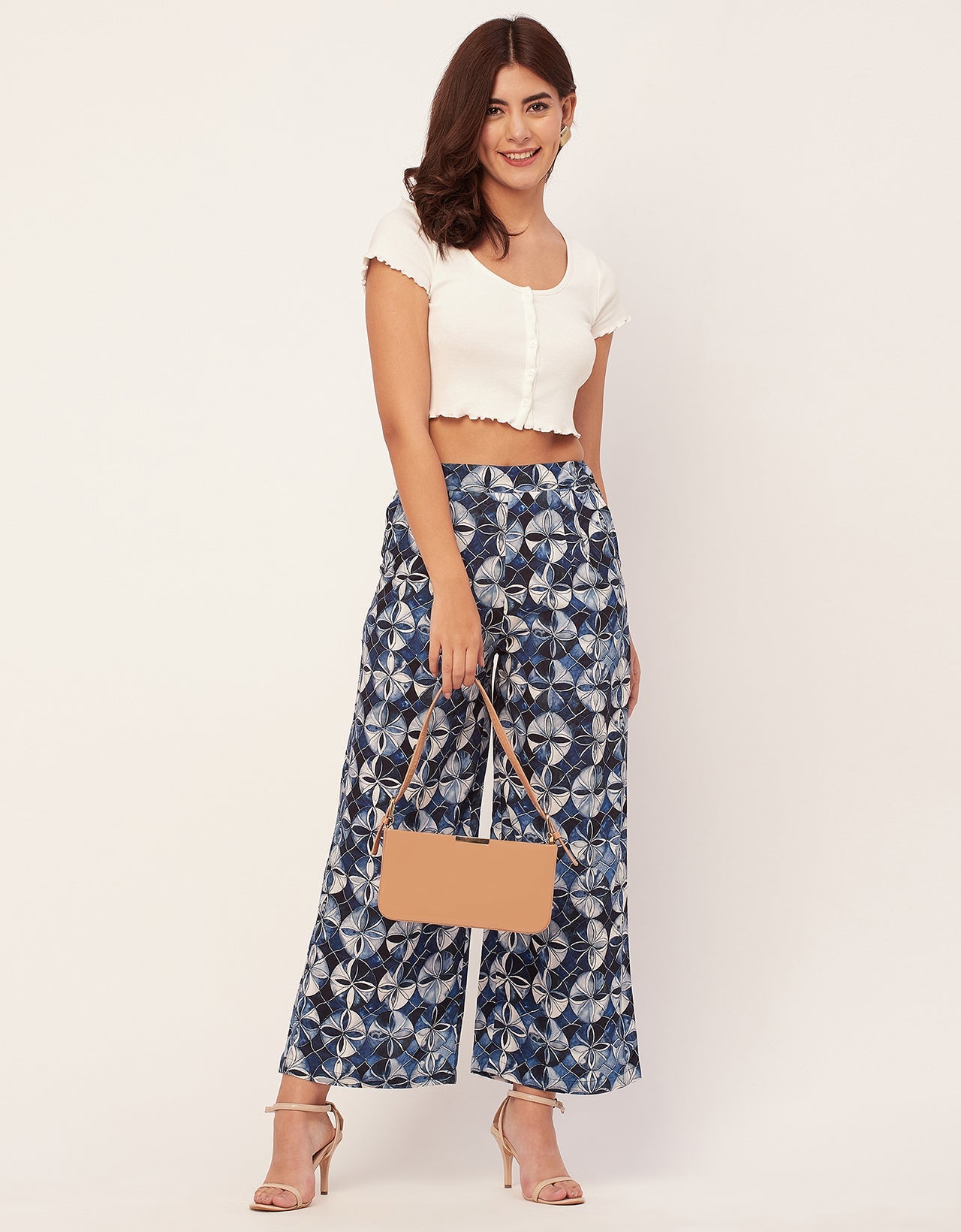 Printed Palazzo Pants, Elastic Waist