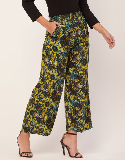Printed Palazzo Pants, Elastic Waist