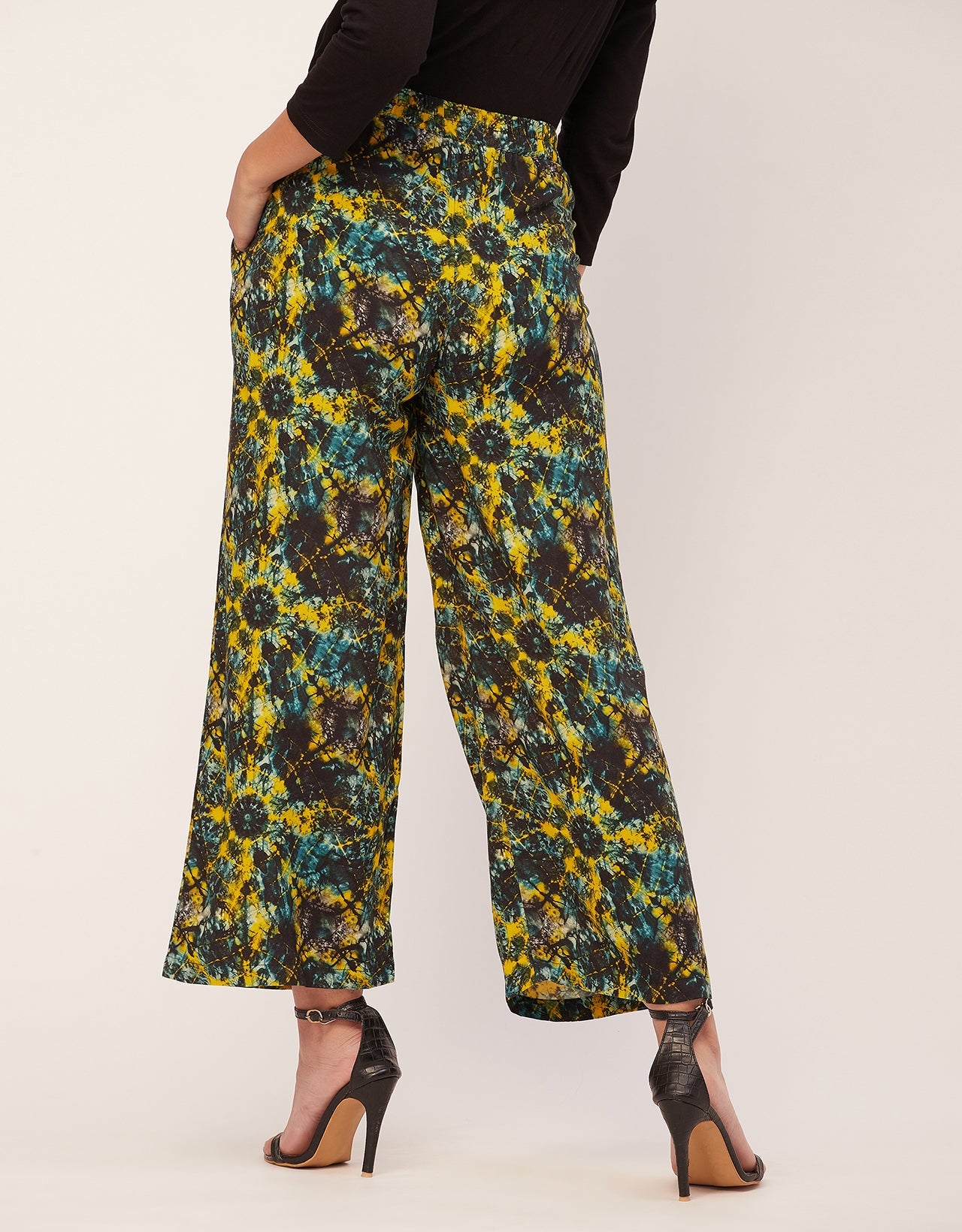 Printed Palazzo Pants, Elastic Waist