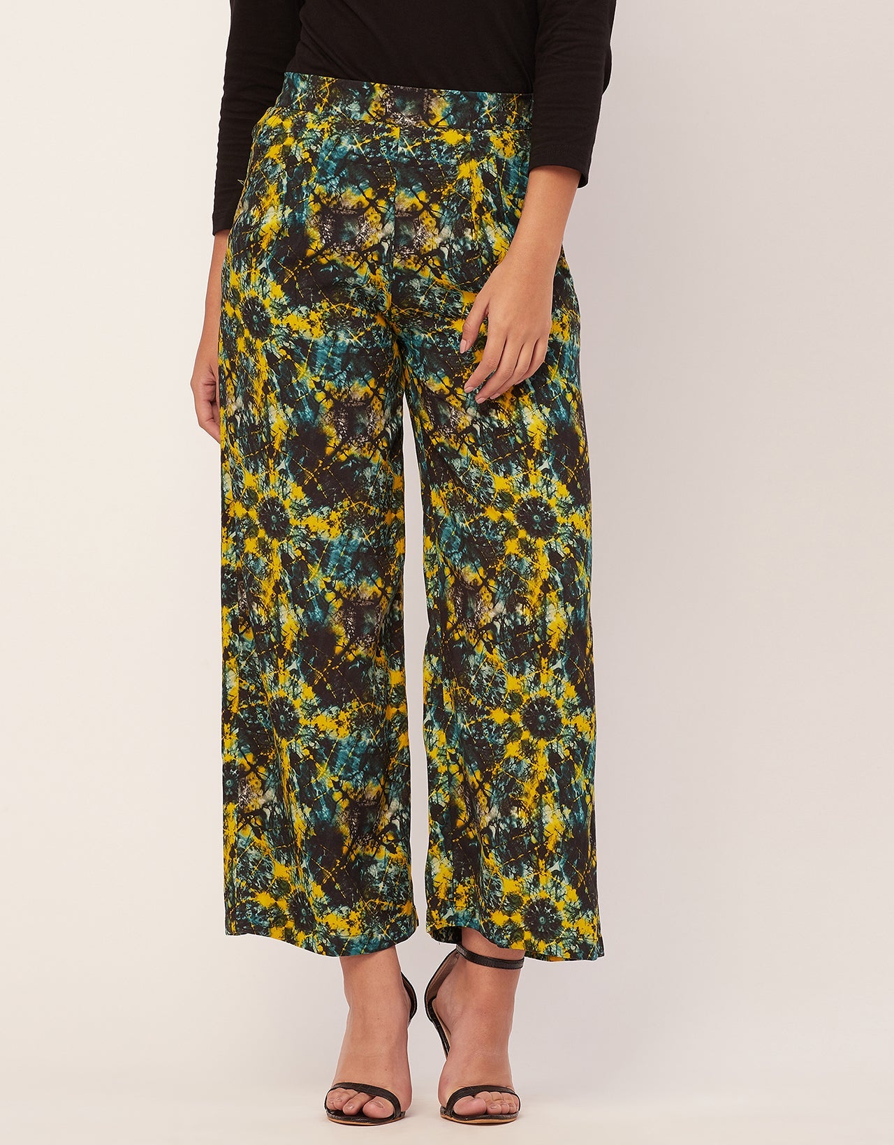 Printed Palazzo Pants, Elastic Waist