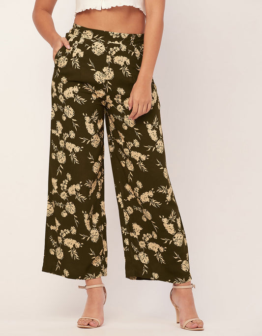 Printed Palazzo Pants, Elastic Waist