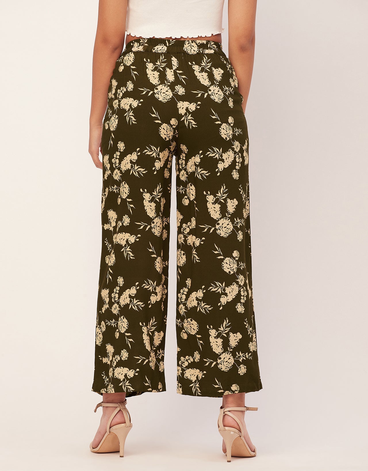 Printed Palazzo Pants, Elastic Waist