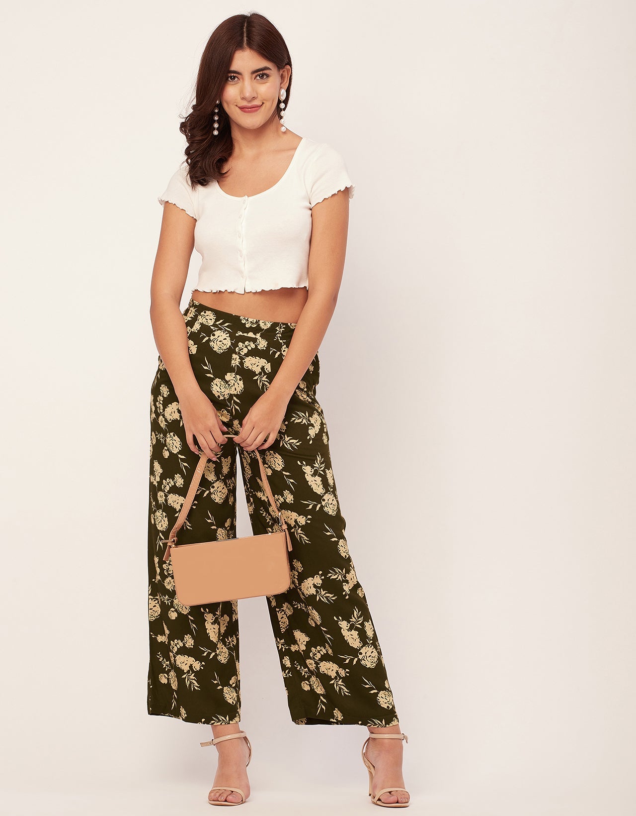Printed Palazzo Pants, Elastic Waist