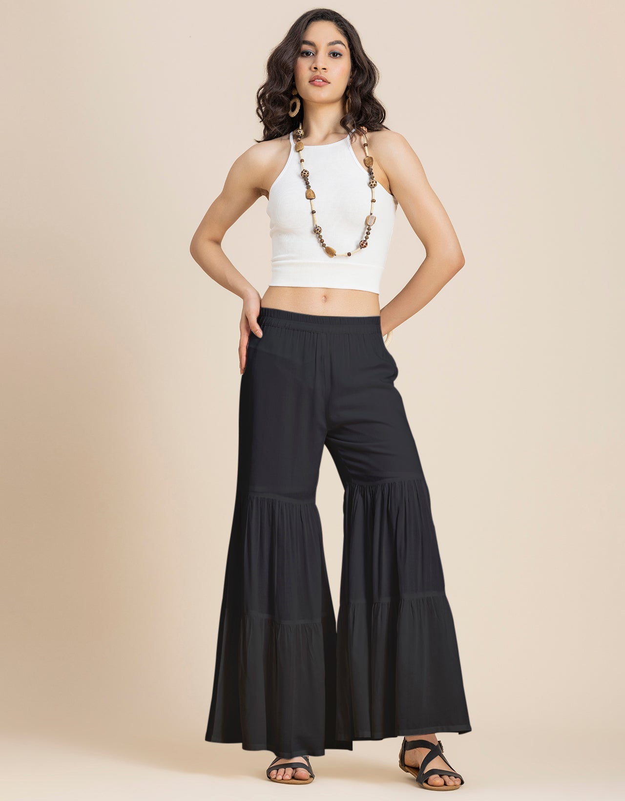 Tiered Palazzo Wide Leg Pant For Women