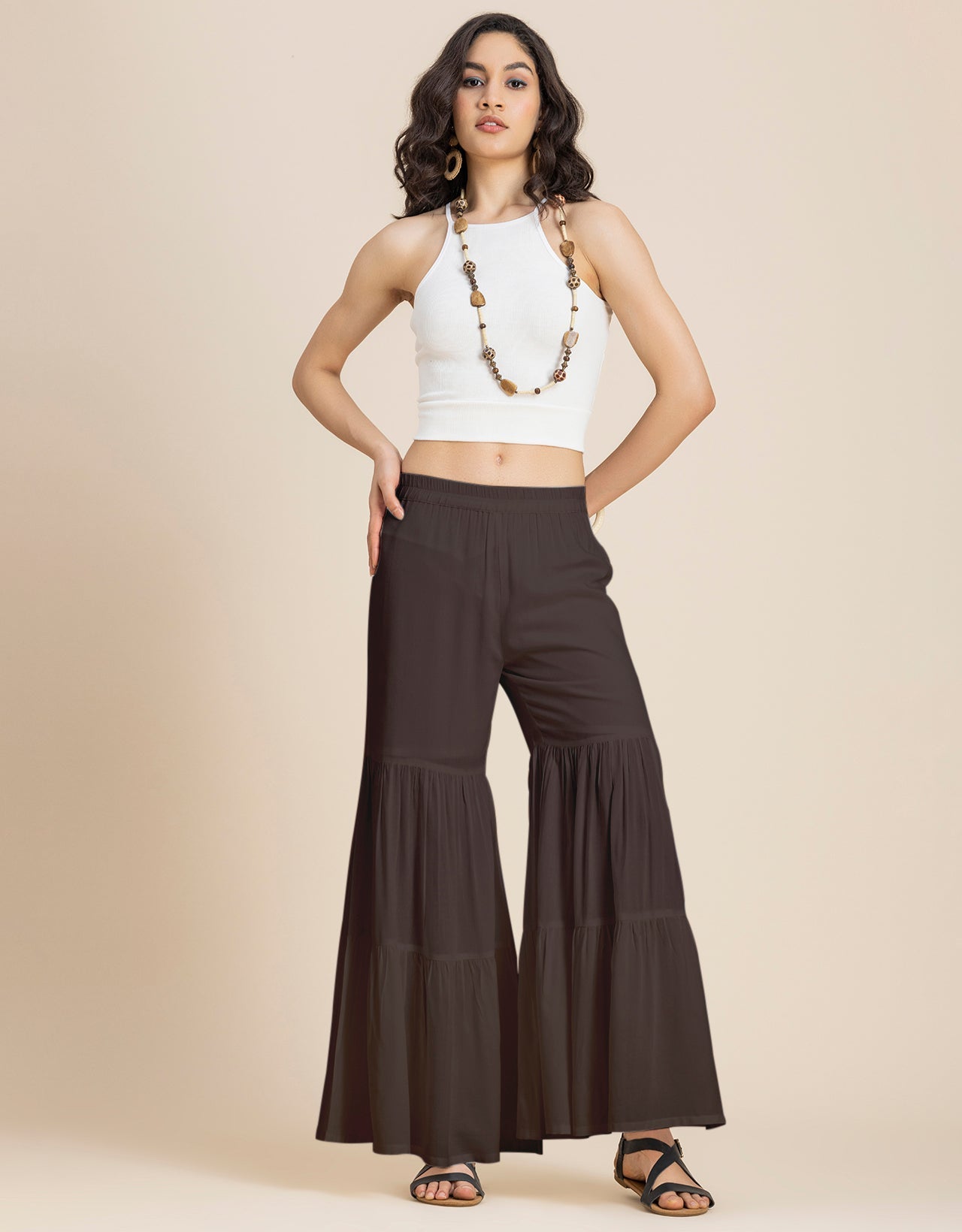 Tiered Palazzo Wide Leg Pant For Women