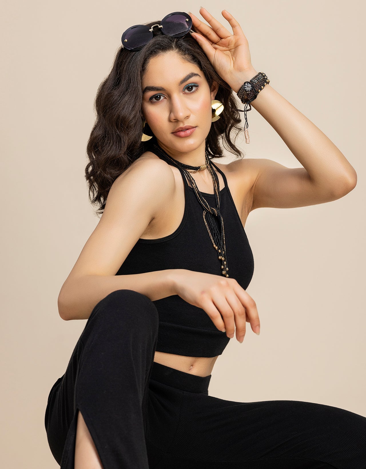 Solid Women Knit Ribbed Bootcut Pants