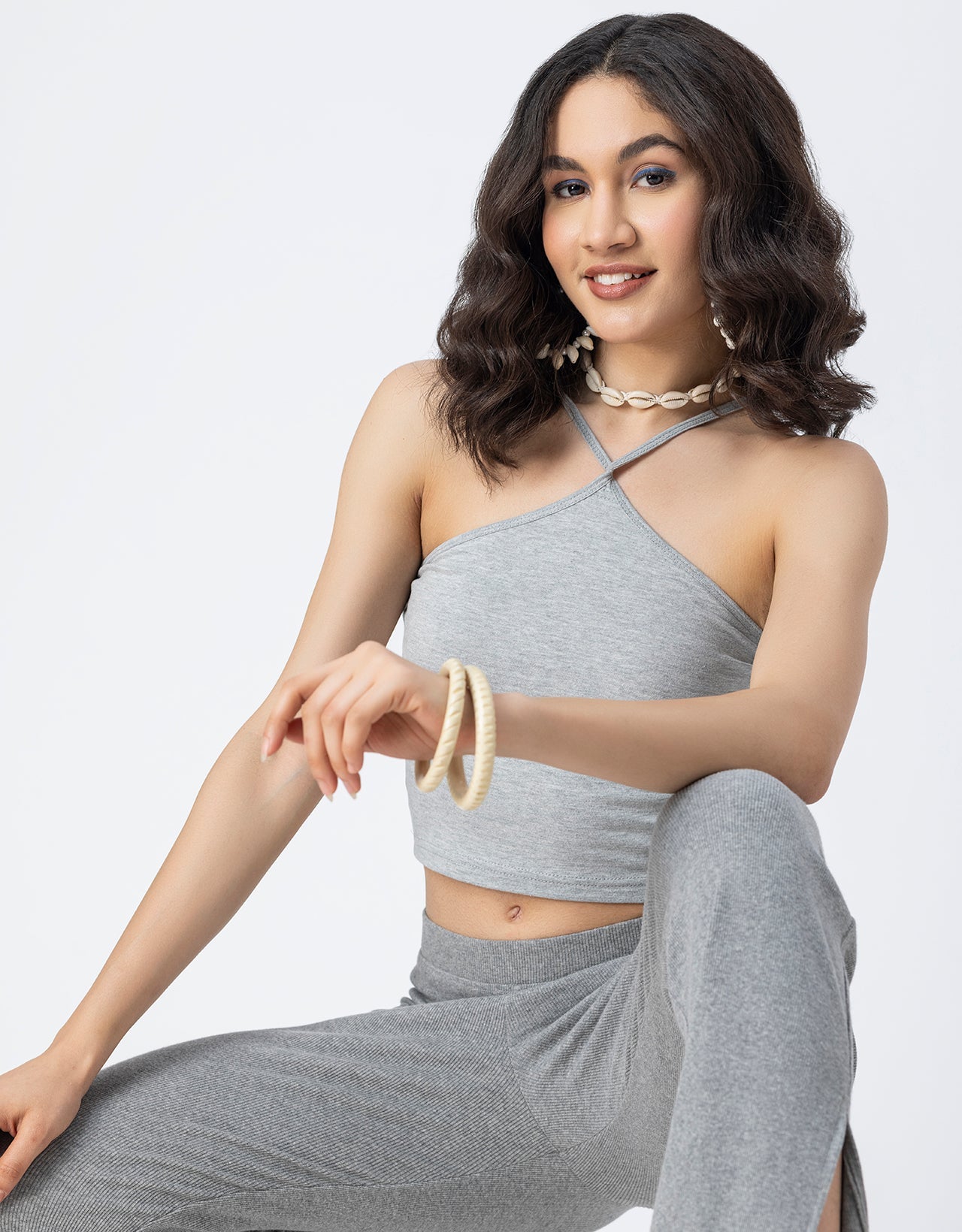 Solid Women Knit Ribbed Bootcut Pants