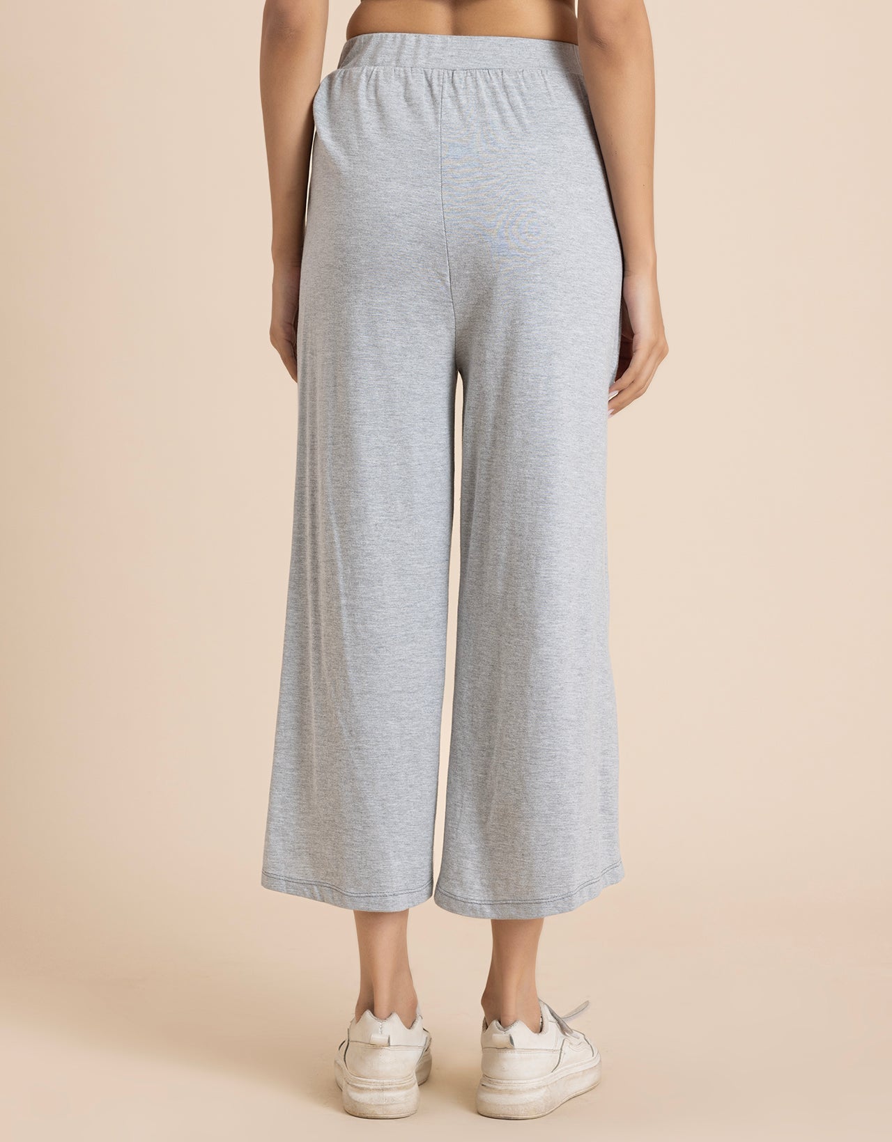 Solid Tulip Pants Jersey Crop Pants for Women