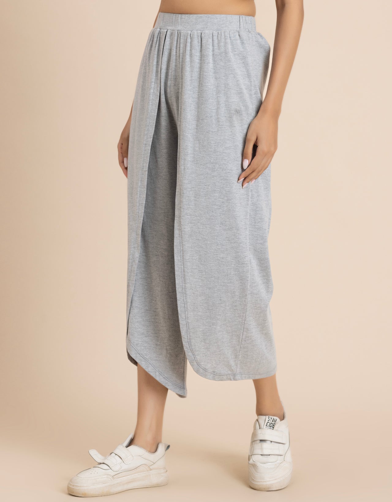 Solid Tulip Pants Jersey Crop Pants for Women