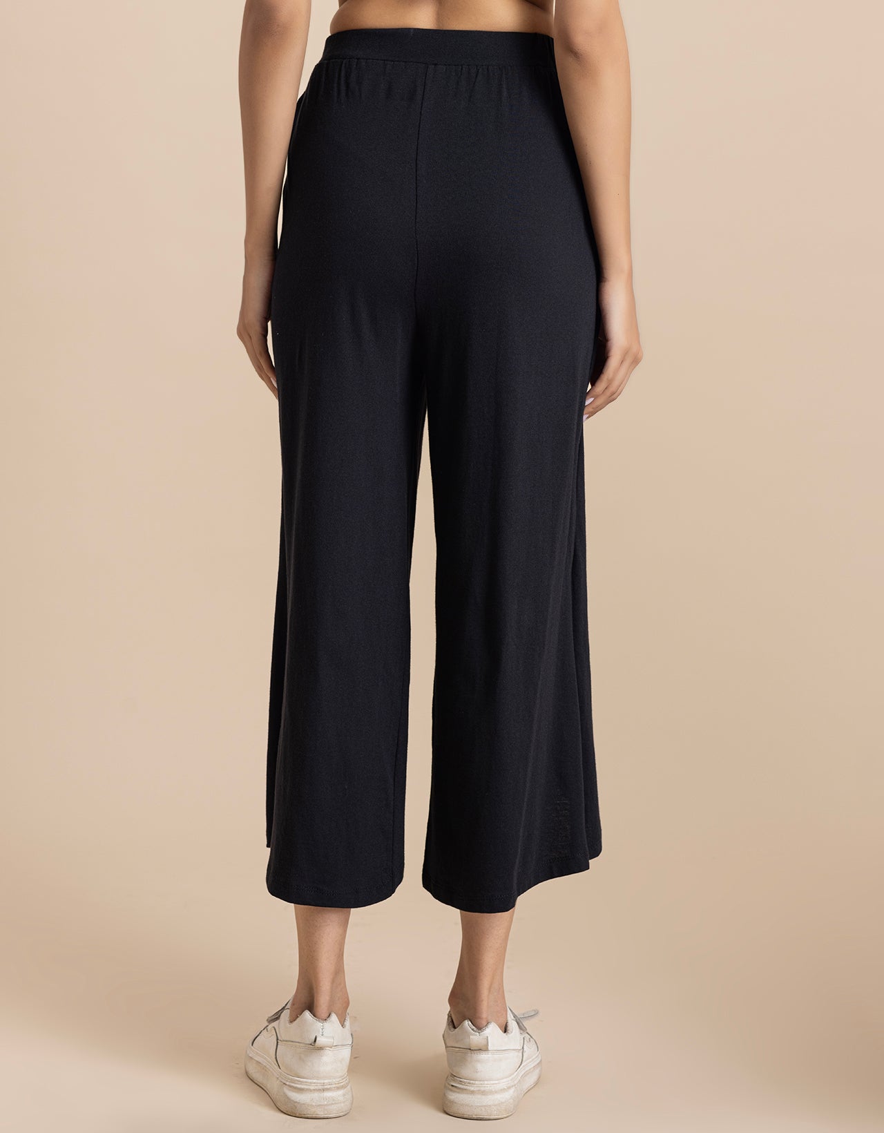 Solid Tulip Pants Jersey Crop Pants for Women