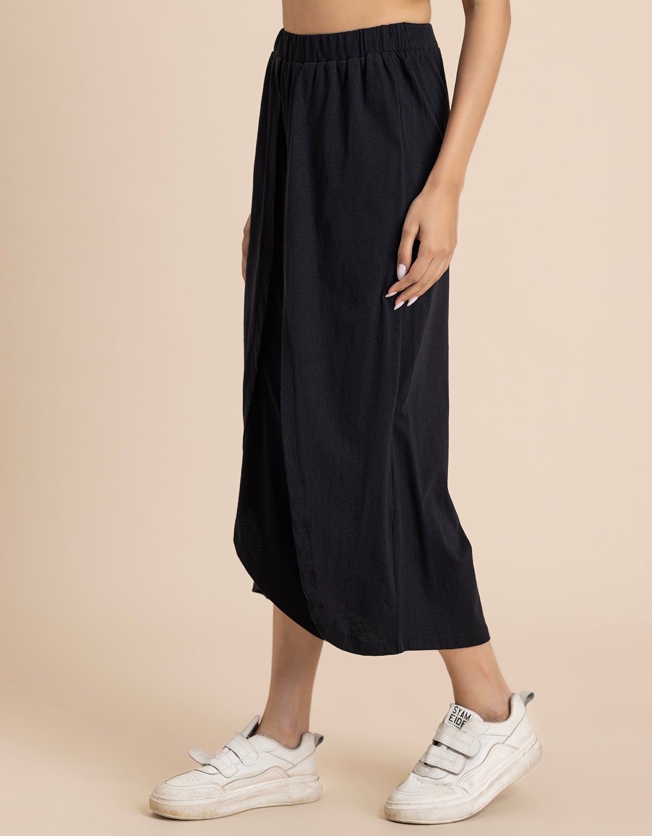 Solid Tulip Pants Jersey Crop Pants for Women