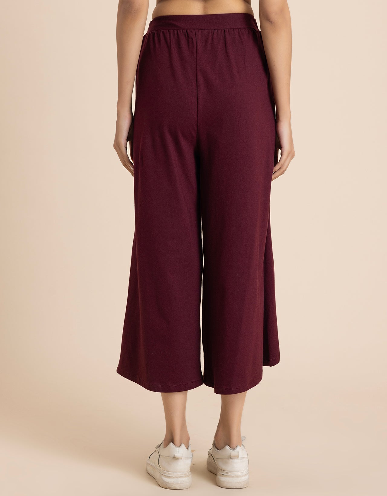 Solid Tulip Pants Jersey Crop Pants for Women