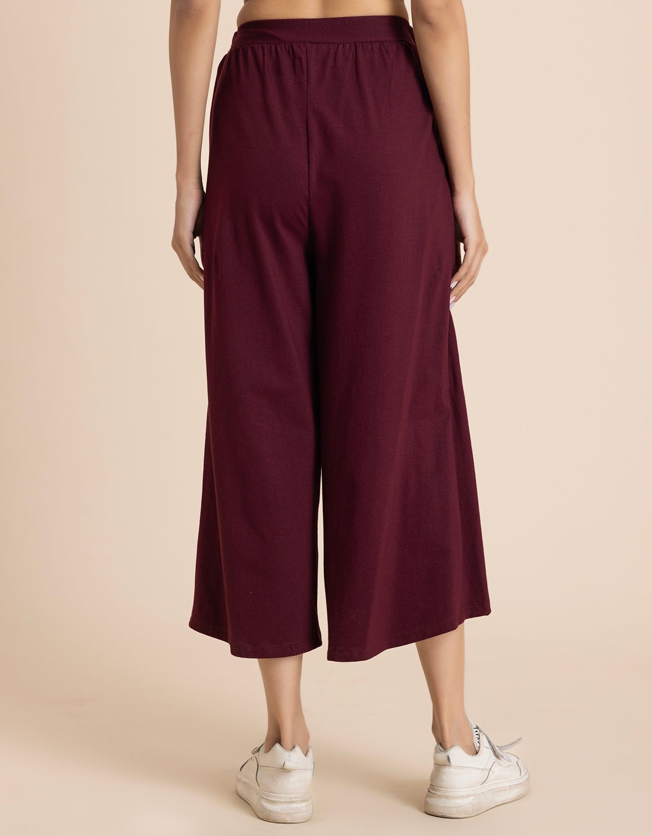 Solid Tulip Pants Jersey Crop Pants for Women