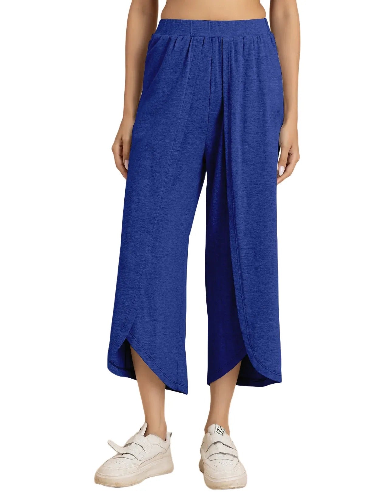 Solid Tulip Pants Jersey Crop Pants for Women