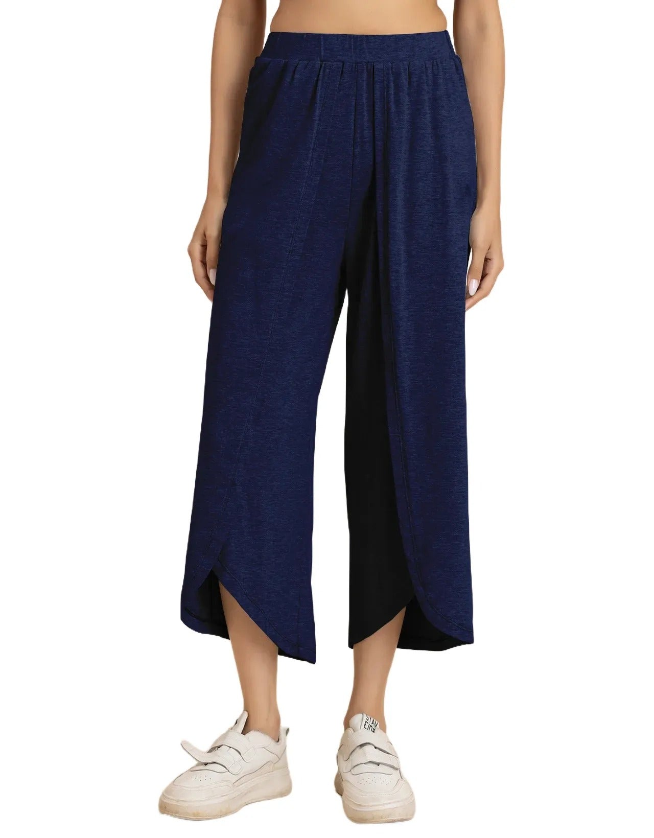 Solid Tulip Pants Jersey Crop Pants for Women