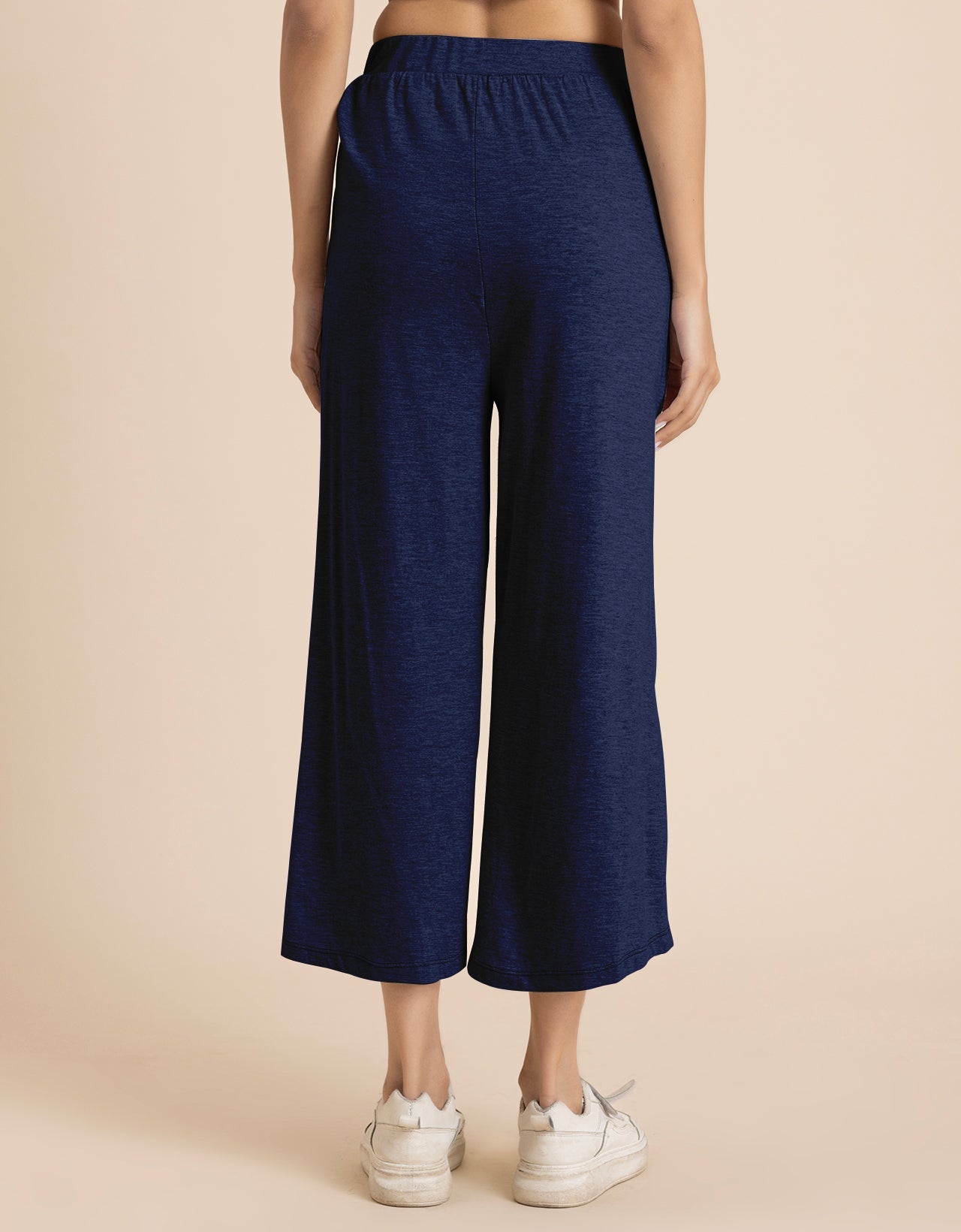 Solid Tulip Pants Jersey Crop Pants for Women