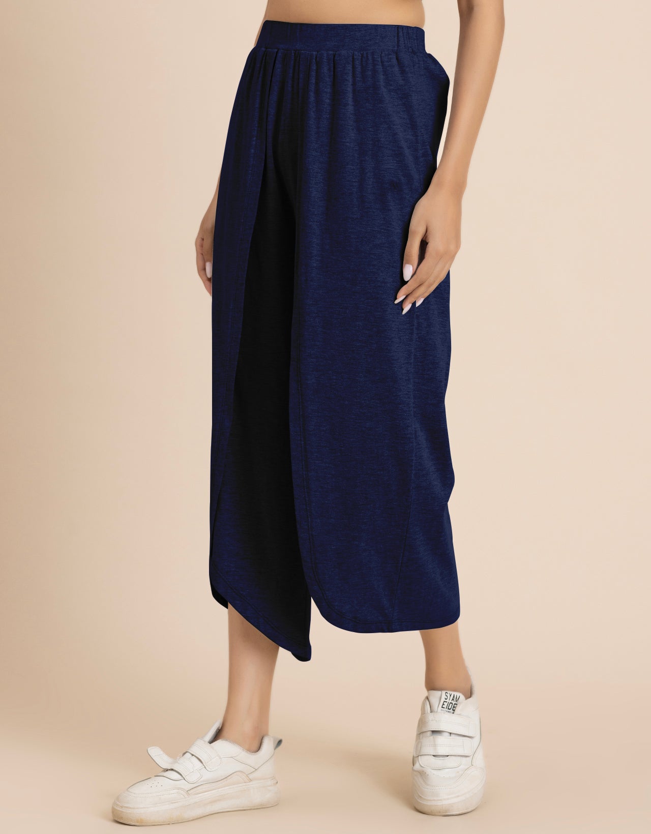 Solid Tulip Pants Jersey Crop Pants for Women