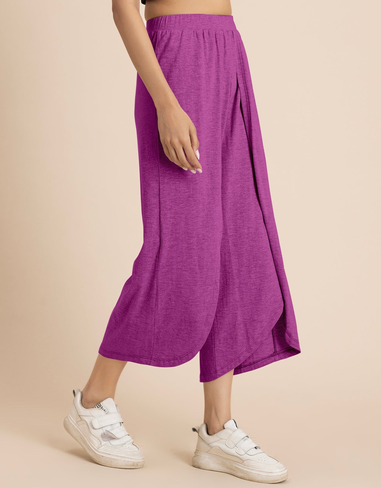 Solid Tulip Pants Jersey Crop Pants for Women