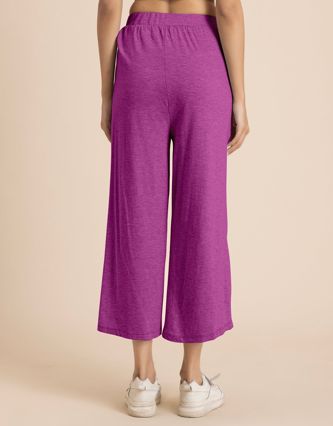 Solid Tulip Pants Jersey Crop Pants for Women