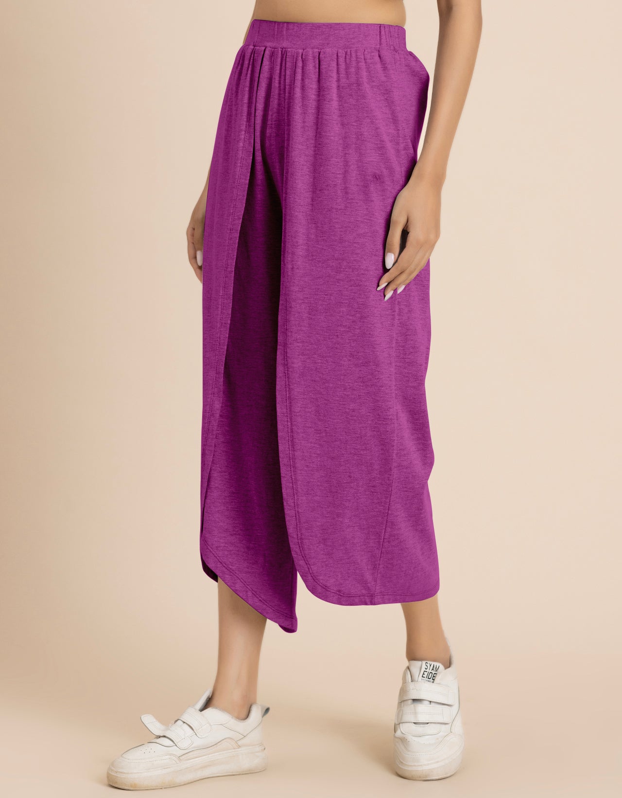 Solid Tulip Pants Jersey Crop Pants for Women